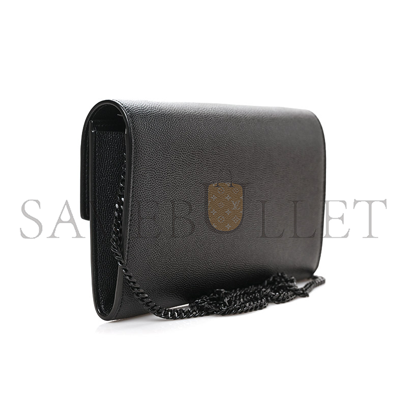 YSL UPTOWN CHAIN WALLET IN GRAIN DE POUDRE EMBOSSED LEATHER 6077881GF0U1000 (19*12*3cm)